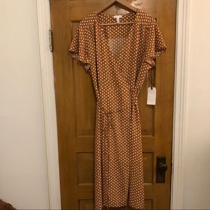 Leith polka-dot true wrap dress